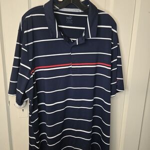 Puma Men's Navy Polo with Red and White Stripes
